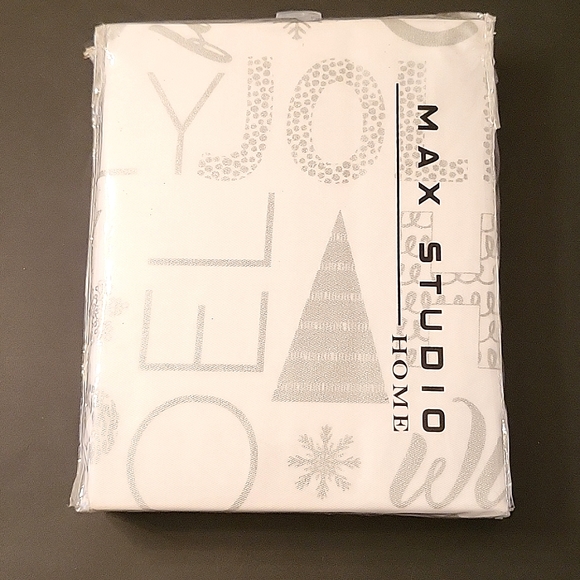 NEW Holiday Shower Curtain, White & Silver, 72" x 72" - Picture 1 of 9